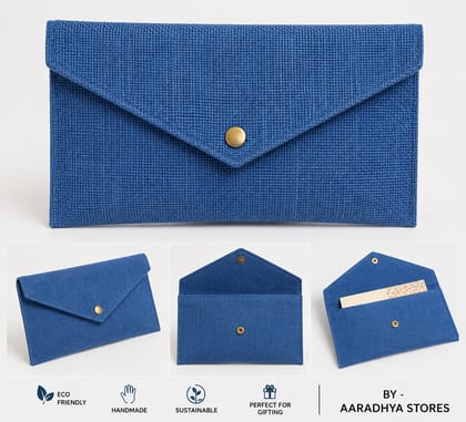 Blue Jute Envelope Pouch | Handmade Eco-Friendly Multipurpose Envelope