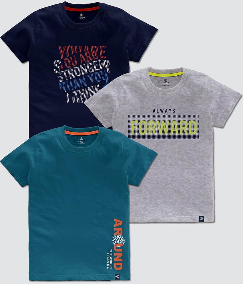 CODEZ Pack of 1 Boys Cotton Blend T-Shirt ( Multi Color )