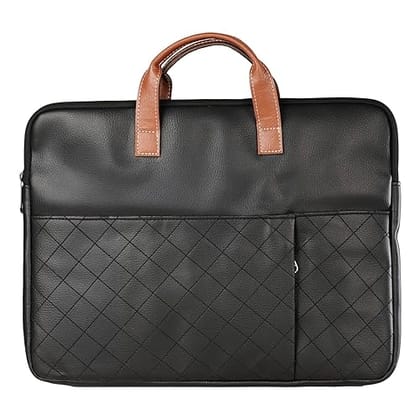 Portronics Encase 104 Laptop Sleeve for 15.6 Inch Laptops, PU Leather Office Bag with Trolley Strap, Smart Inner Pocket, Comes with Handle and Accessory Pockets, Office Laptop Bag by Case by Cover (Black)