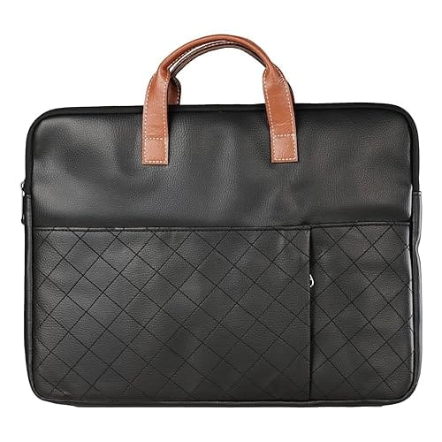 Portronics Encase 104 Laptop Sleeve for 15.6 Inch Laptops, PU Leather Office Bag with Trolley Strap, Smart Inner Pocket, Comes with Handle and Accessory Pockets, Office Laptop Bag by Case by Cover (Black)