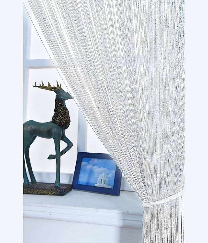 YUTIRITI Set of 2 Door Ring Rod Polyester Curtains White