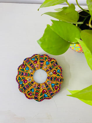 Floral Candle Holder - Yellow 2