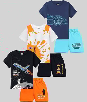 Kuchipoo Pack of 3 Boys Cotton Blend T-Shirt & Shorts Set ( Multicolor 15 )