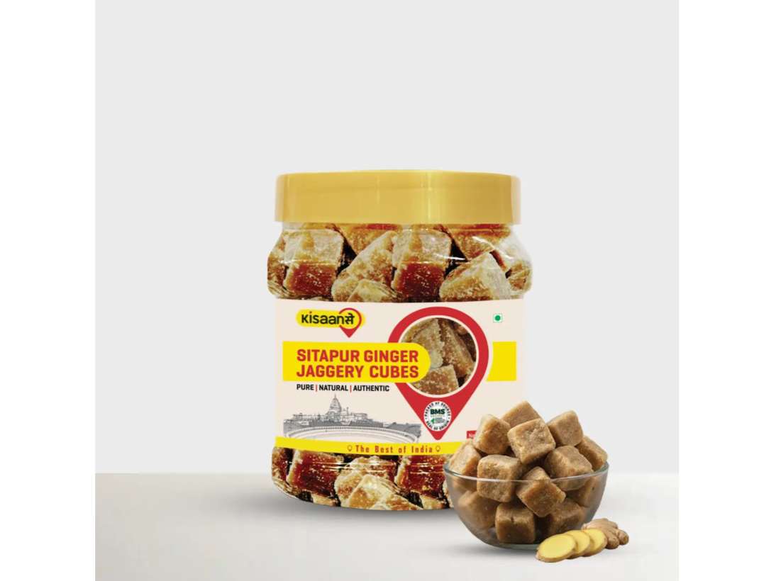 KisaanSay Sitapur Ginger Jaggery Cubes - 500 Gram