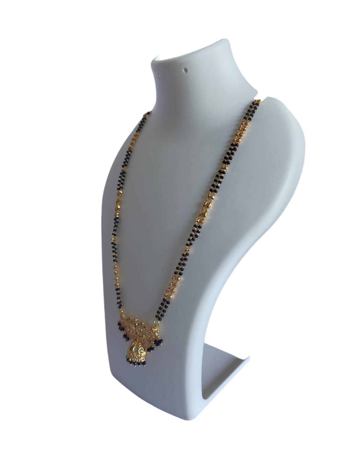 Black Beads Mangalsutra Traditional Indian Gold Plated Necklace for Women