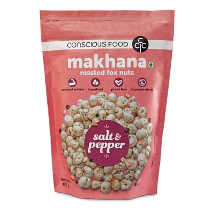 Conscious Food Makhana Salt & Pepper 65 Gms Conscious Food Makhana Salt & Pepper 65 Gms