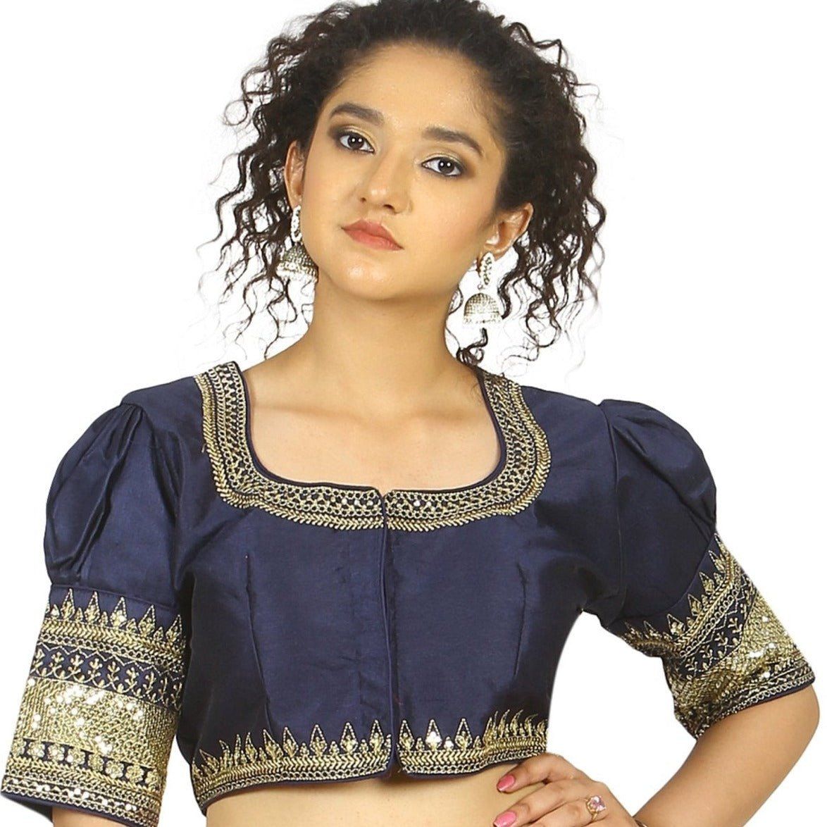 TheHangr Dark Blue Raw Silk Blouse -  34