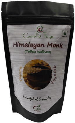 Camellia Twigs Himalayan Monk Triphala Green Tea | 100 G Loose Leaf Herbal Tea for Digestion | With Lemon Tulsi, Lemongrass, Aniseed & Darjeeling Green Tea | Ayurvedic Wellness Blend