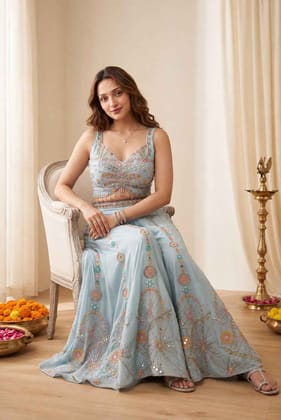 Rangoli Silk Plazzo Blouse Dupatta Set