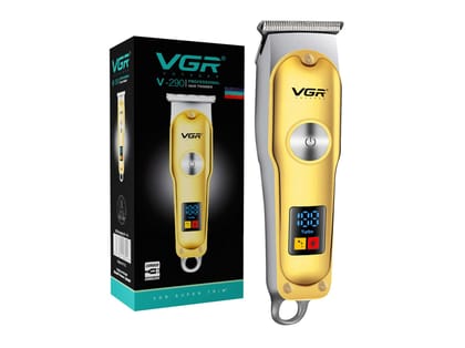 VGR V-290 Professional Hair Clipper with LED Display Trimmer 120 min Runtime 4 Length Settings (Gold)