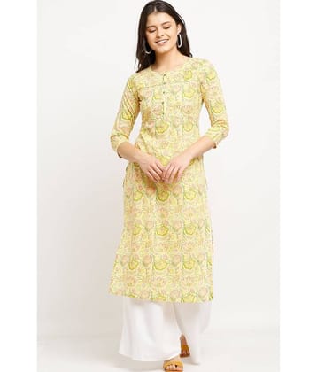 Rajnandini - Yellow 100% Cotton Women's A-line Kurti ( Pack of 1 )