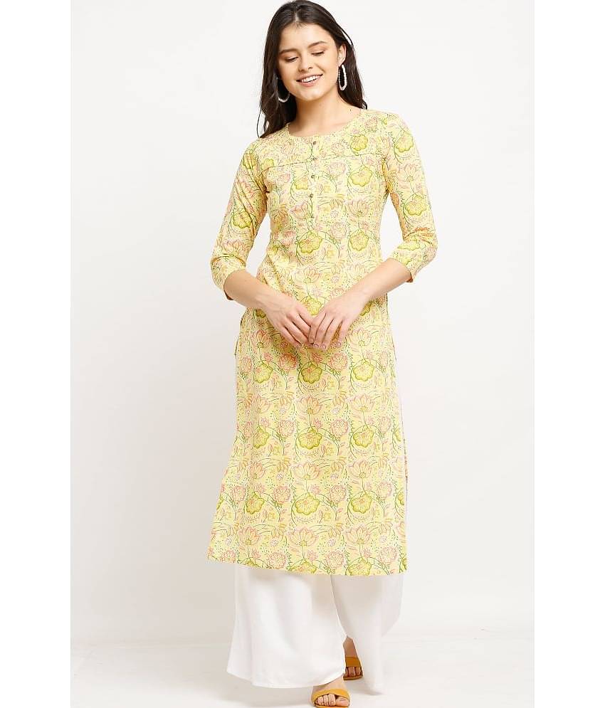 Rajnandini - Yellow 100% Cotton Women's A-line Kurti ( Pack of 1 )