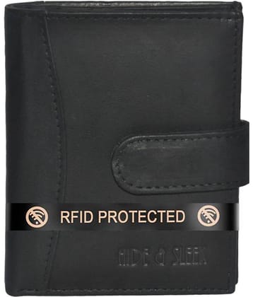 RFID Protected Genuine Black Leather 16 Slot Credit Card Holder