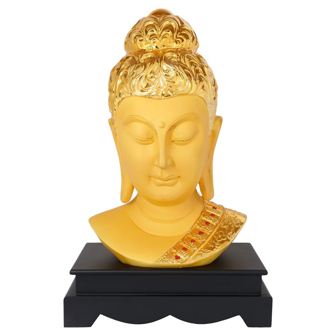 Craftlayout Polystone Big Buddha Statue, Yellow Gold 18 Inch