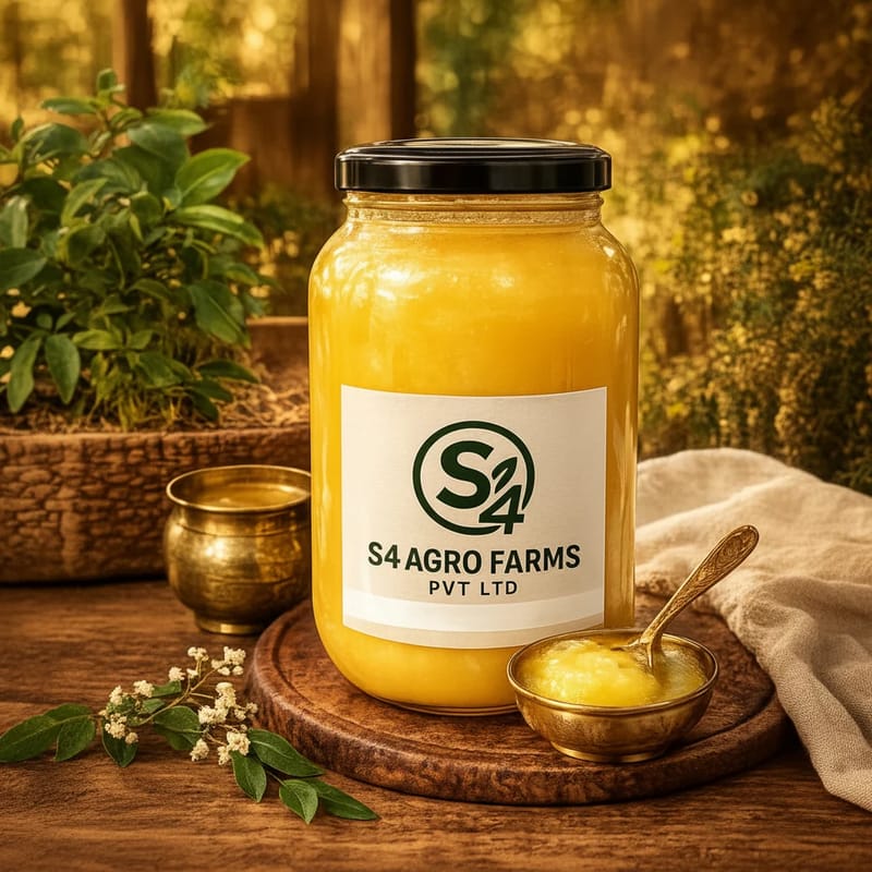 S4 Agro Farm Organic Cow Ghee (1kg) | Pure & Traditionally Prepared | Daily Cooking & Festive Recipes