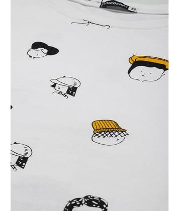 JUNEBERRY Women Cotton Printed Regular Fit Round Neck T-Shirt ( White )