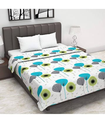 DIVINE CASA Double Cotton White Floral Dohar