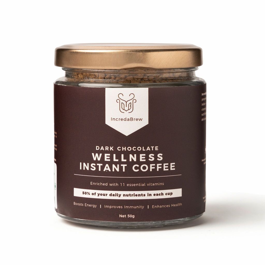 Dark Chocolate Wellness Instant coffee - 50 gm Jar and Frother