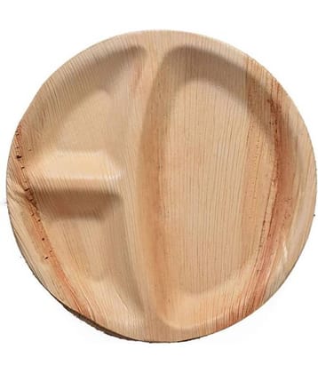 Agri Club Areca Leaves 10 Inches 3 Partition Disposable Plate (Set of 25)