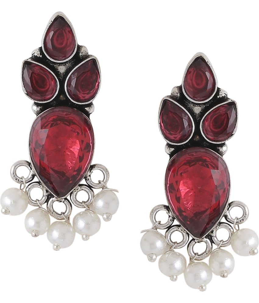 VIRAASI - Red Danglers Earrings ( Pack of 1 )