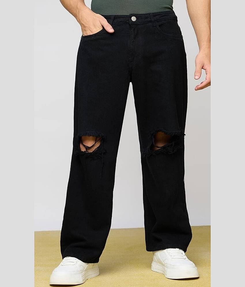 Star4well Relaxed Distressed Men's Jeans - Black ( Pack of 1 )