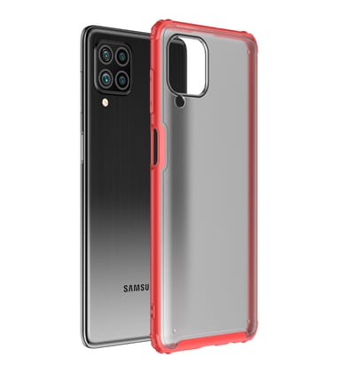 Rugged Frosted Semi Transparent PC Shock Proof Slim Back Cover for Samsung Galaxy F62, Samsung Galaxy M62, 6.7 inch, Red