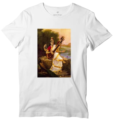 Goddess Saraswati Art T-shirt-36 - XS / White