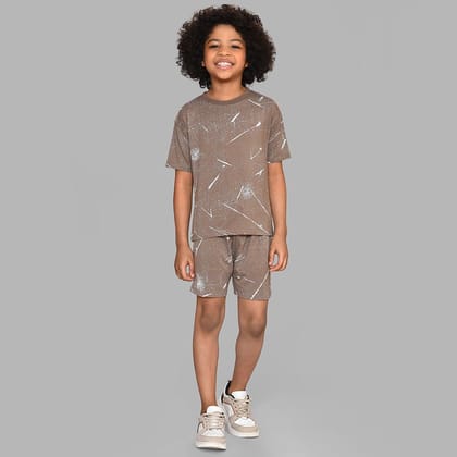 Happy Summer Acorn Printed T-Shirt & Shorts Set-12-18 M / Brown