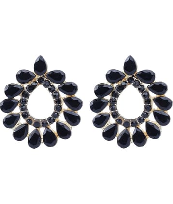 Sunhari Jewels - Black Hoops Earrings ( Pack of 1 )