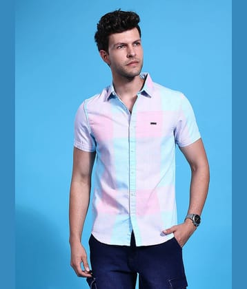 The Indian Garage Co. Poly Cotton Slim Fit Checks Half Sleeves Men's Casual Shirt - Pink ( Pack of 1 )