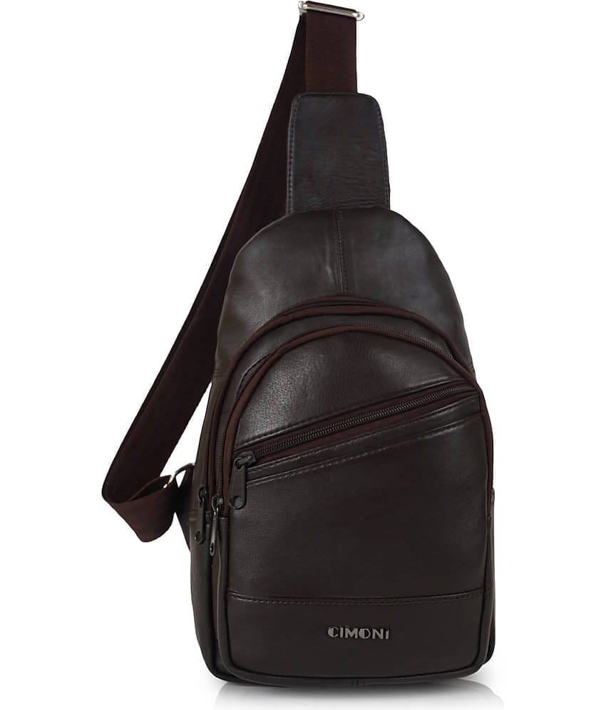 CIMONI Brown Solid Messenger Bag