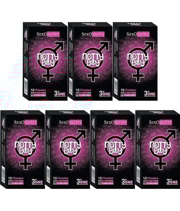 NottyBoy 3 IN 1, Ribbed, Dotted, Contour, Condoms For Men - 70 Units