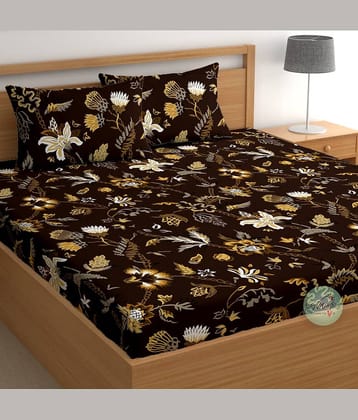 CG HOMES Cotton 1 Double Bedsheet with 2 Pillow Covers ( Brown Dark )
