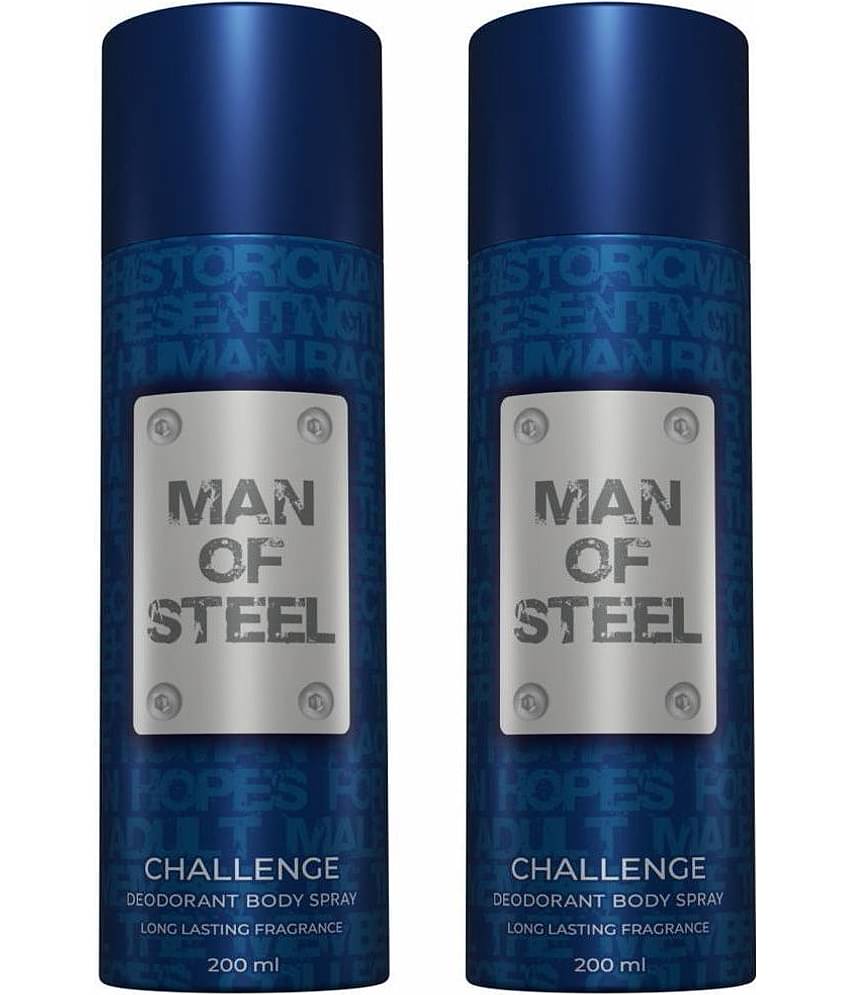 Denver Man Of Steel Challenge Deodorant Spray for Men 400 ml ( Pack of 2 )