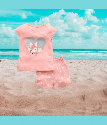 ODIMENT Pack of 1 Boys Cotton T-Shirt & Shorts Set ( Peach )