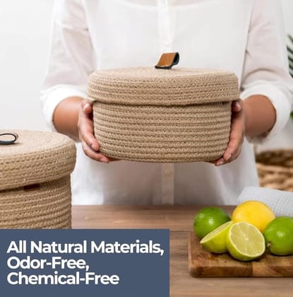 Generic Cotton 2 Pcs Set Roti Box Storage Basket With Lid (Beige)-PID66355 Generic Cotton 2 Pcs Set Roti Box Storage Basket With Lid (Beige)-PID66355