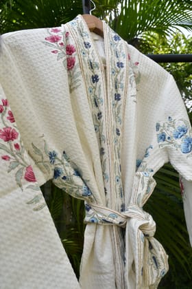 Pink & Blue Waffle Bathrobe : Pure  Comfort