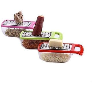 (Pack of 1) Silver Stainless Steel Vegetable & Cheese Grater, For Kitchen (Assorted color)