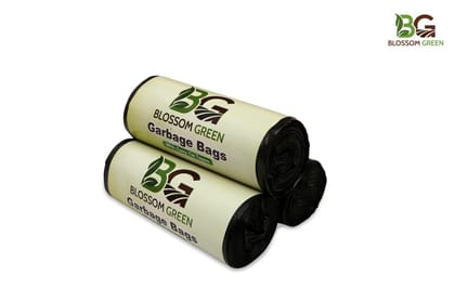 Blossom Green Small Garbage Bags for Dustbin | Size S, Pack of 1 |17 x 19 inches| Biodegradable Waste Bags | Leak-Proof, Disposable Trash Bags | Kitchen & Home Dustbin Liners