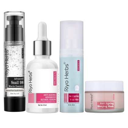 Buy 1 Snail Mucin98 Serum & Get Anti Ageing Sleeping Mask, Anti Ageing Retinol Serum, Anti Ageing Tonic Mist