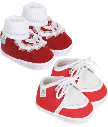 Neska Moda - Red Booties For Baby Boy & Baby Girl 9-12 Months ( Pack of 2 )