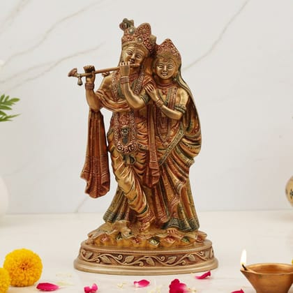 Brass Radha Krishna God Idol - Premium Brass Showpiece, Height : 15 Inch (BSMAS399 B)