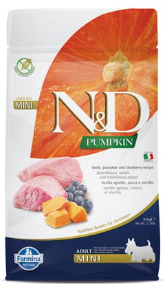 N&D Pumpkin Lamb & Blueberry Grain Free Dog Dry Food Adult Mini Breed 800g N&D Pumpkin Lamb & Blueberry Grain Free Dog Dry Food Adult Mini Breed 800g