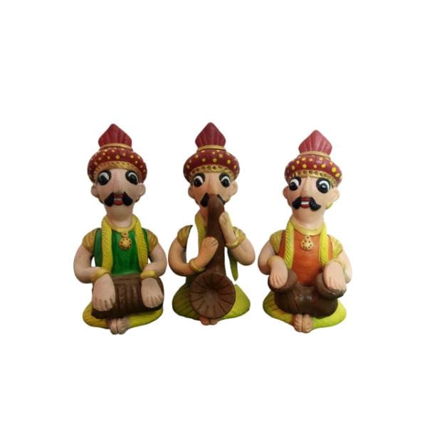 Handmade Terracotta Music Man Set Of 3