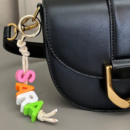Rainbow Name Bag Charm-Beige / All White