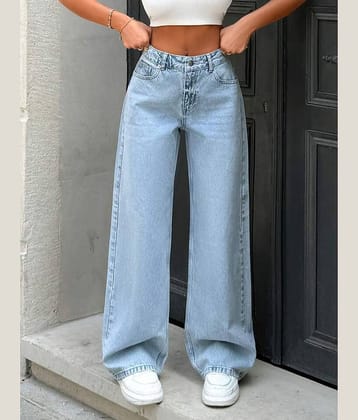 9x denims Women's Relaxed Fit High-Rise Jeans ( Ice Blue )