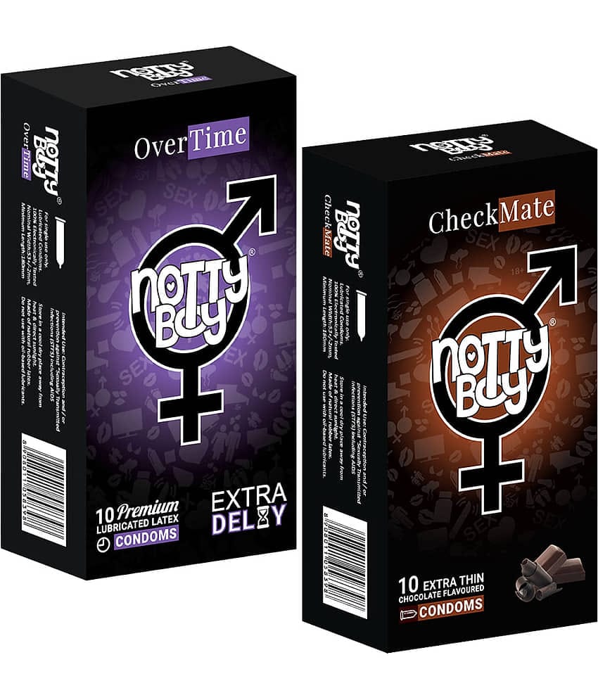NottyBoy Thin Chocolate Flavoured and Extra Delay Long Lasting Condoms - 20 Units
