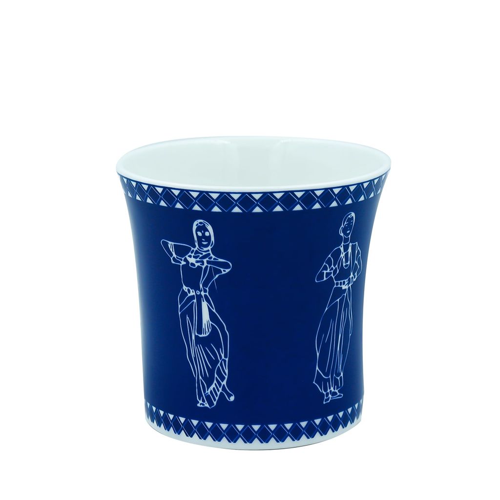 Femora Classical Dancers Pattern Tea Cups, Ceramic Tea Cups, Coffee Mugs (160 ml) - 6 Pcs Set (Blue)