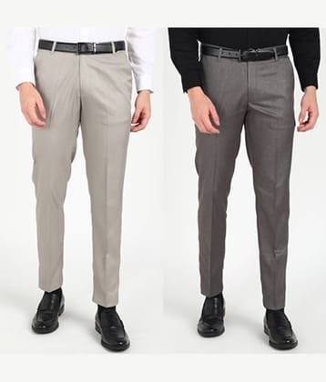 SAM & JACK Regular Flat Men's Formal Trouser - Multicolored ( Pack of 2 )