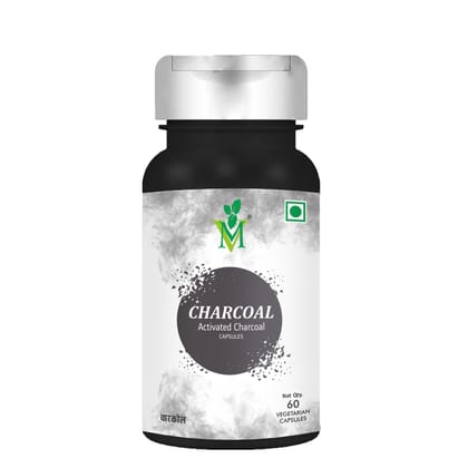 Mint Veda Activated Charcoal Veg Capsules 500mg - Natural Detox, Bloating Relief, and Teeth Whitening, Gluten-Free, High Absorbency Formula for Men and Women, 60 Veg Capsules Pack of 1